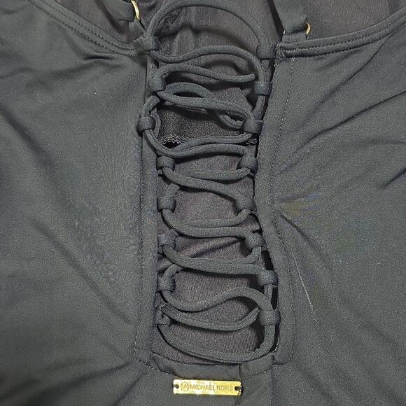 Michael Kors Women Sz 8 Black Lace Back Swimsuit One Piece Black Lightly Padded. - Picture 4 of 10